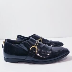 Stella McCartney Morgana Loafer Black Vegan Leather Patent Gold-Tone Hardware